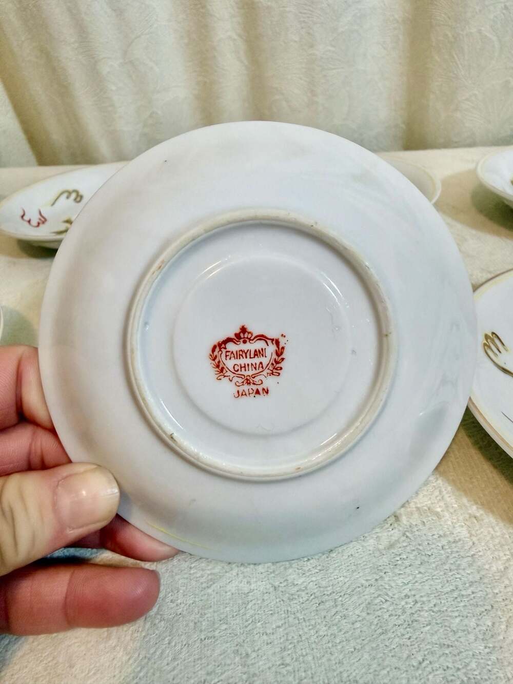 Set of 9 Vintage Fairylani China Japanese Dragonware Saucers, Raised - Picture 4 of 6